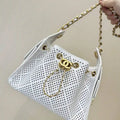 Chanel  AS5631 25 Mini Handbag  Perforated Calfskin & Gold-Tone Metal  White - Default Title - View 1