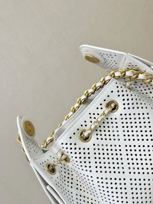 Chanel  AS5631 25 Mini Handbag  Perforated Calfskin & Gold-Tone Metal  White - Default Title - View 7