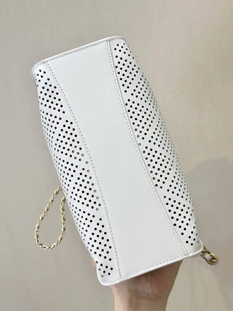Chanel  AS5631 25 Mini Handbag  Perforated Calfskin & Gold-Tone Metal  White - Default Title - View 9