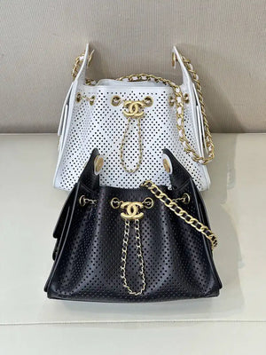 Chanel  AS5631 25 Mini Handbag  Perforated Calfskin & Gold-Tone Metal  White - Default Title - View 10