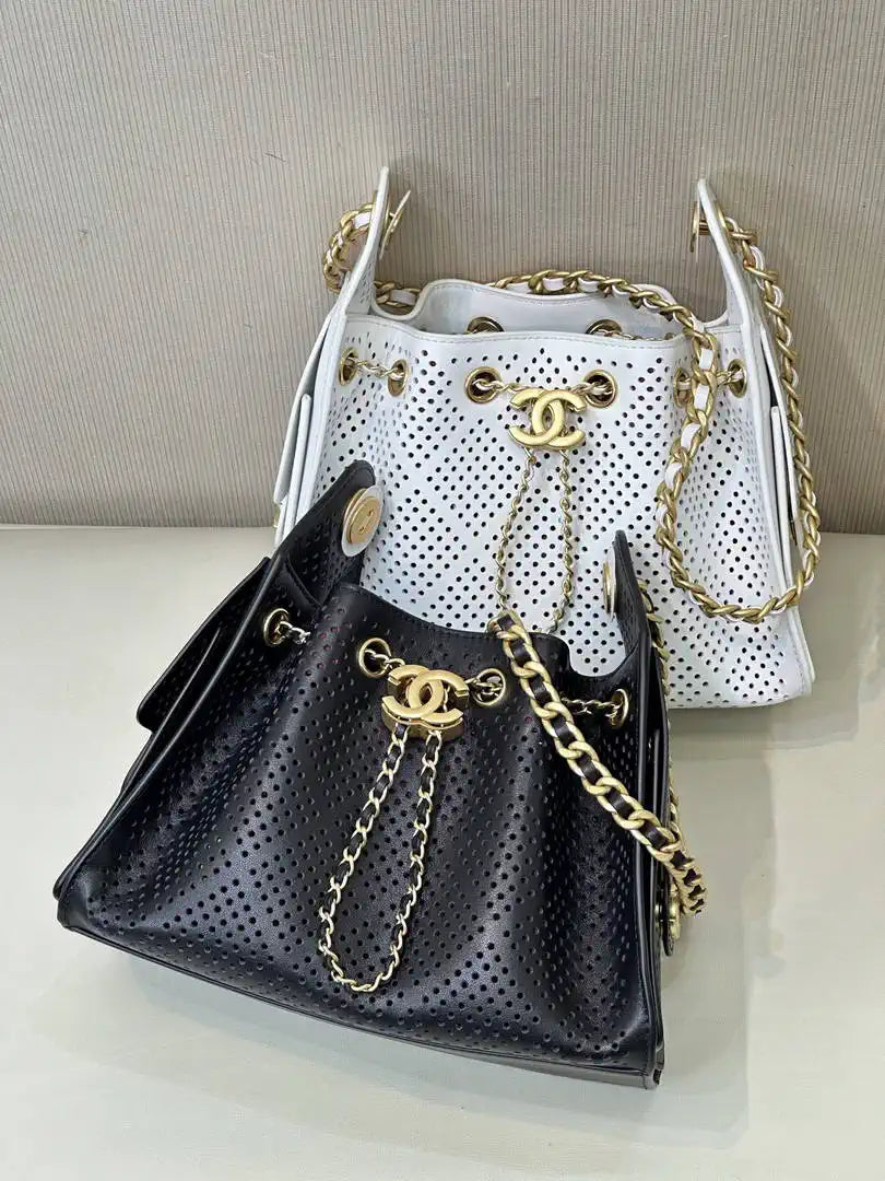 Chanel  AS5631 25 Mini Handbag  Perforated Calfskin & Gold-Tone Metal  White - Default Title - View 11