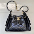 Chanel AS5631 Mini Hobo Black Lambskin & Silver Gold-Tone Metal
