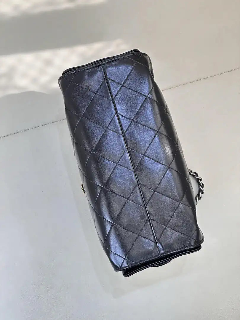 Chanel AS5631 Mini Hobo Black Lambskin & Silver Gold-Tone Metal