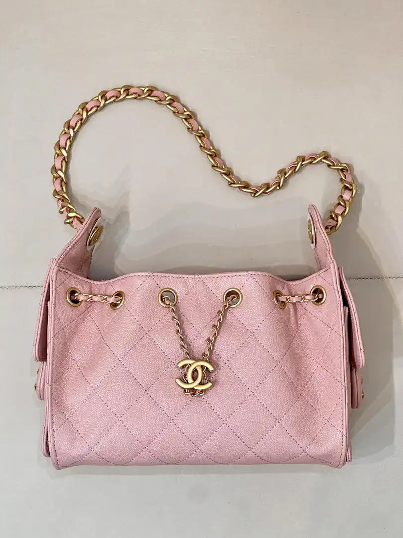 Chanel AS5631 Mini Hobo Calfskin & Gold-Tone Metal Pink