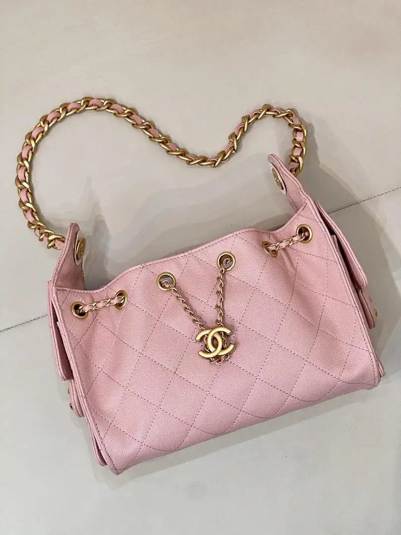 Chanel AS5631 Mini Hobo Calfskin & Gold-Tone Metal Pink
