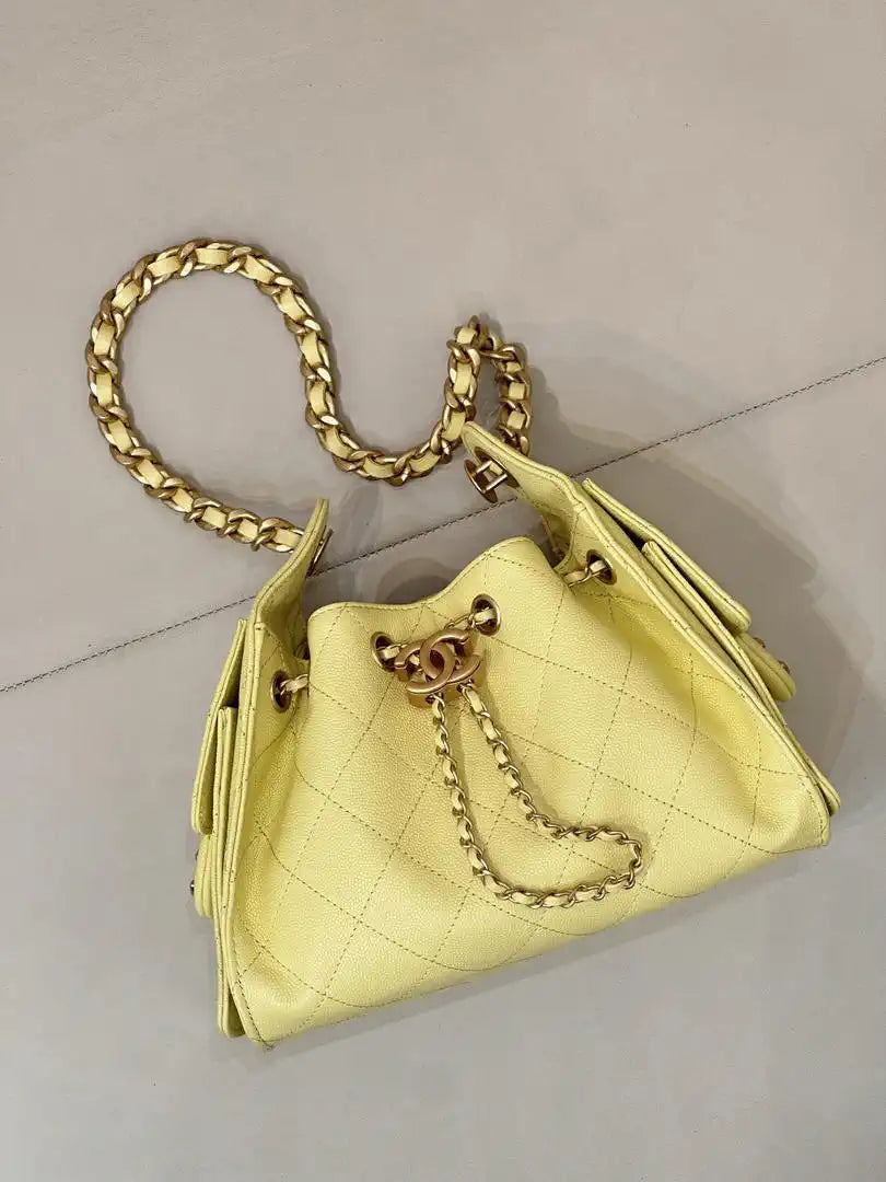 Chanel AS5631 Mini Hobo Calfskin & Gold-Tone Metal Yellow