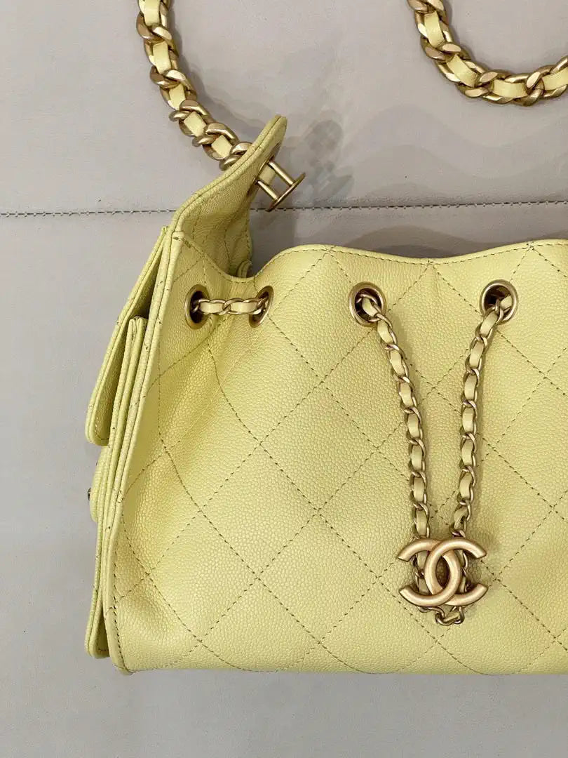 Chanel AS5631 Mini Hobo Calfskin & Gold-Tone Metal Yellow