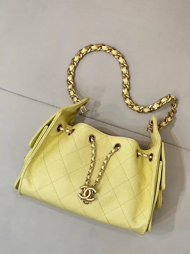 Chanel AS5631 Mini Hobo Calfskin & Gold-Tone Metal Yellow