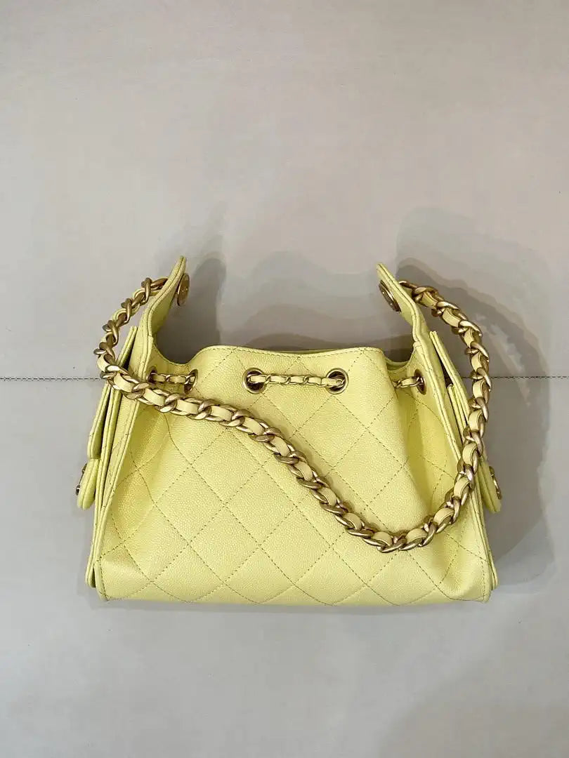 Chanel AS5631 Mini Hobo Calfskin & Gold-Tone Metal Yellow