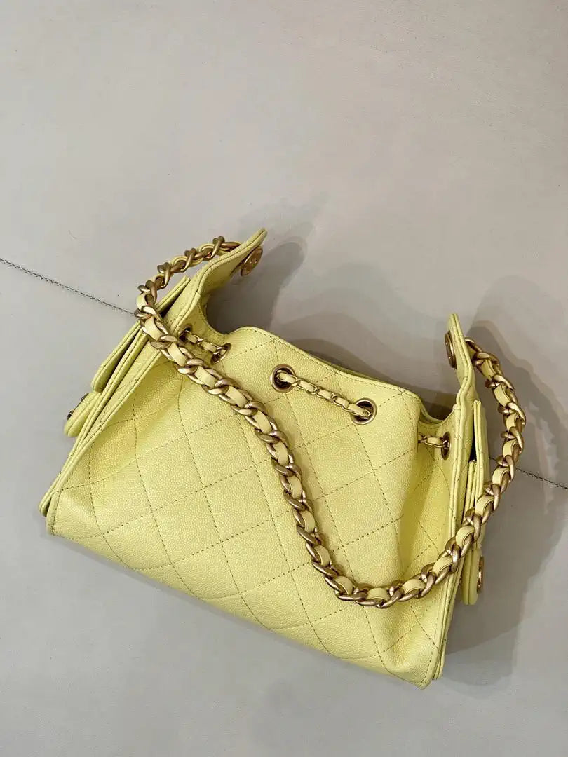 Chanel AS5631 Mini Hobo Calfskin & Gold-Tone Metal Yellow