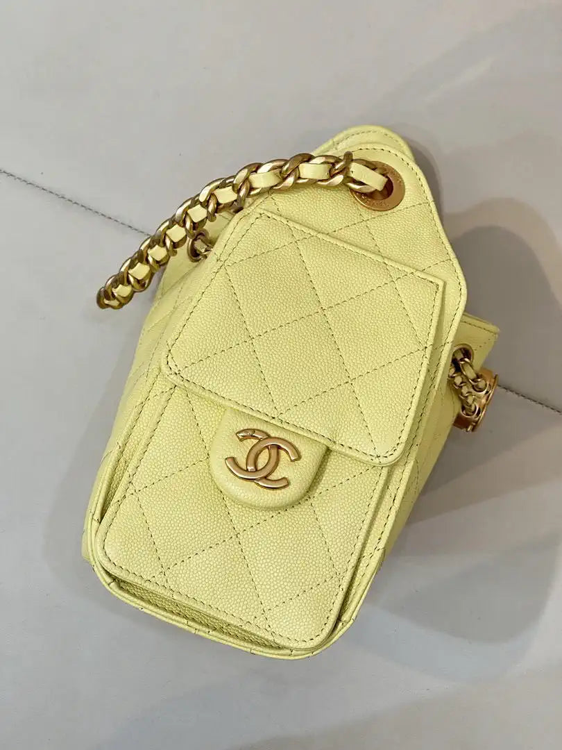 Chanel AS5631 Mini Hobo Calfskin & Gold-Tone Metal Yellow