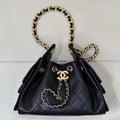 Chanel AS5631 Mini Hobo Calfskin & Gold-Tone Metal Black