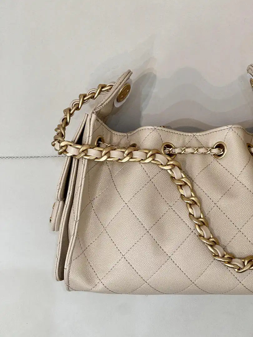 Chanel AS5631 Mini Hobo Calfskin & Gold-Tone Metal Apricot