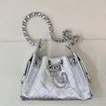 Chanel AS5631 Mini Hobo Calfskin & Silver-Tone Metal Silver