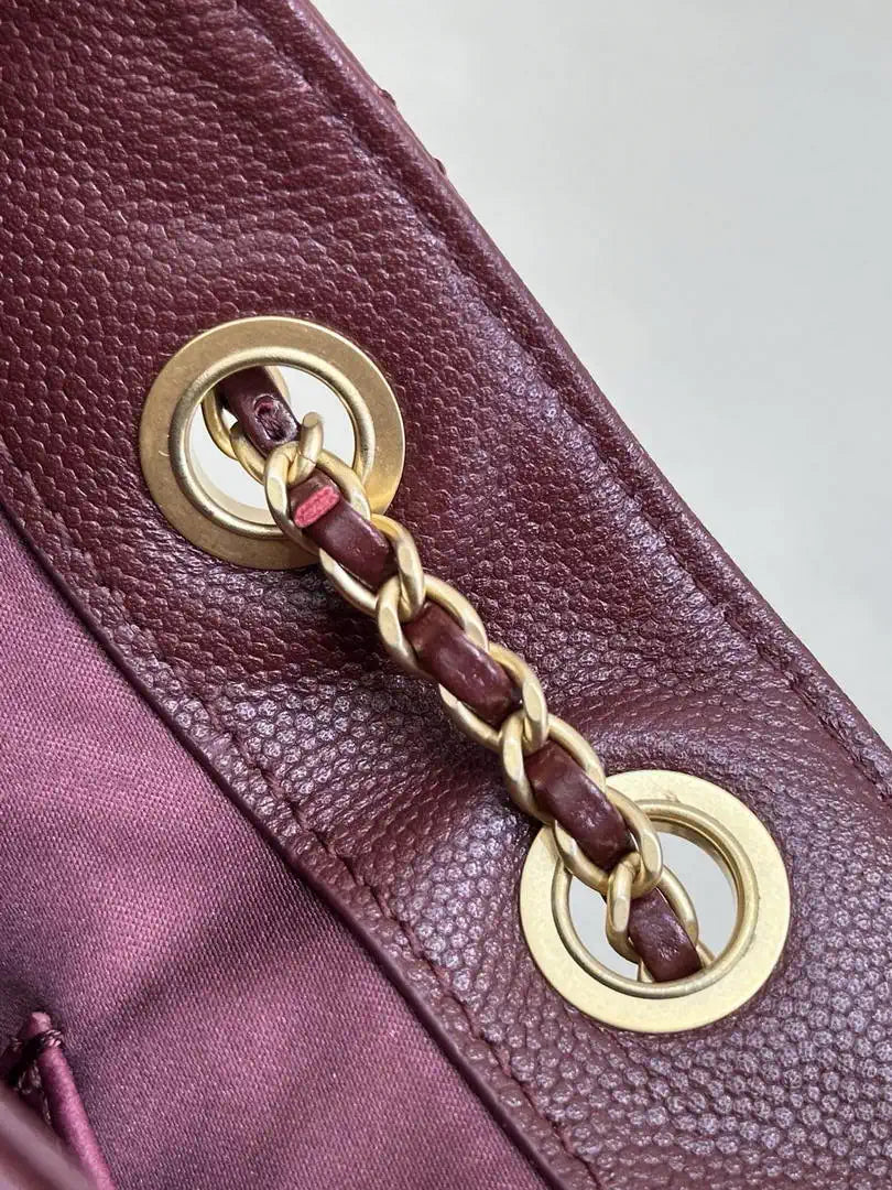 Chanel AS5631 Mini Hobo Calfskin & Gold-Tone Metal Wine Red