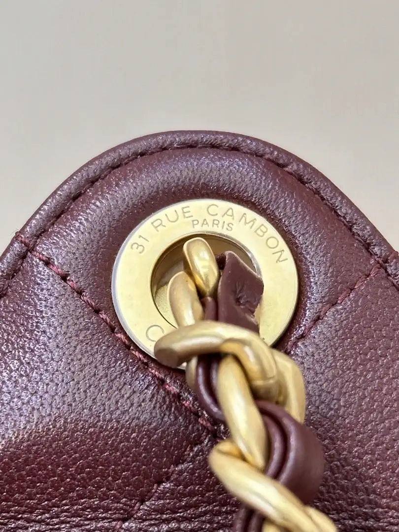 Chanel AS5631 Mini Hobo Calfskin & Gold-Tone Metal Wine Red