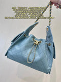 Chanel AS5631 Mini Hobo Calfskin & Gold-Tone Metal Blue