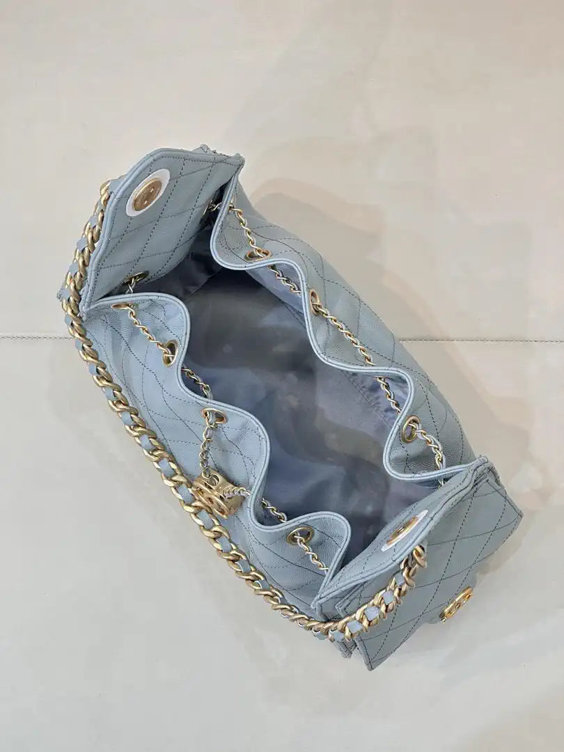Chanel AS5631 Mini Hobo Calfskin & Gold-Tone Metal Blue
