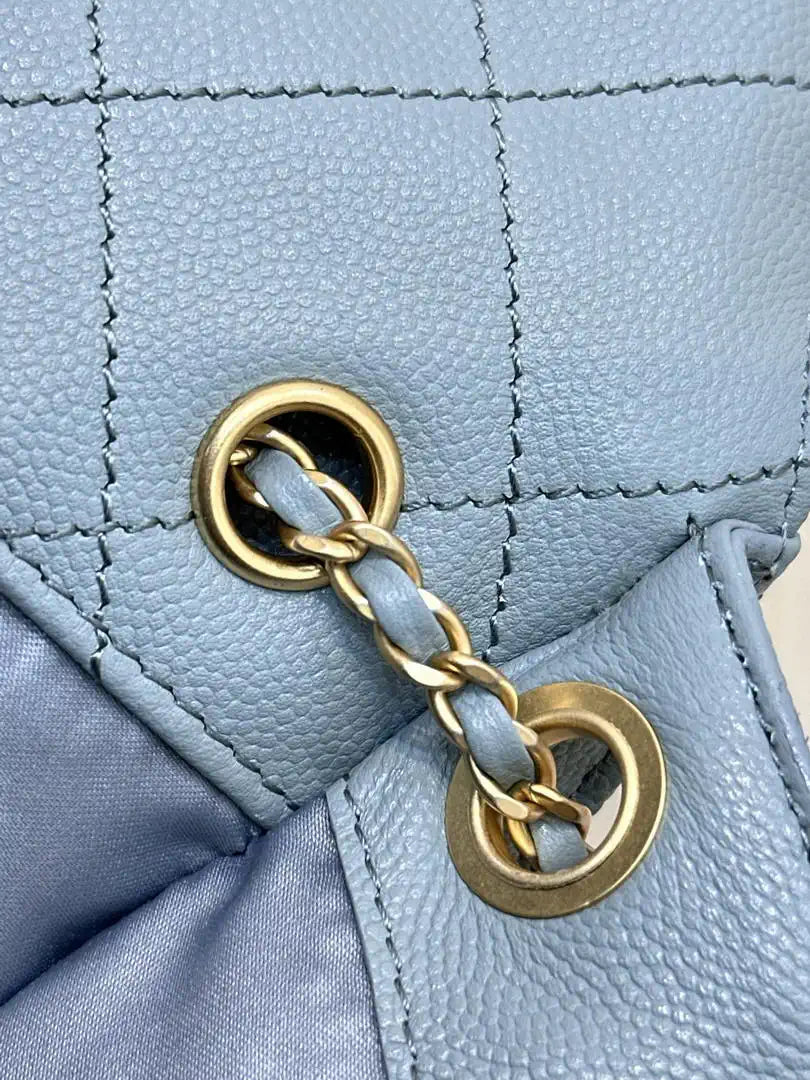 Chanel AS5631 Mini Hobo Calfskin & Gold-Tone Metal Blue