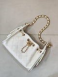 Chanel AS5631 Mini Hobo Calfskin & Gold-Tone Metal White