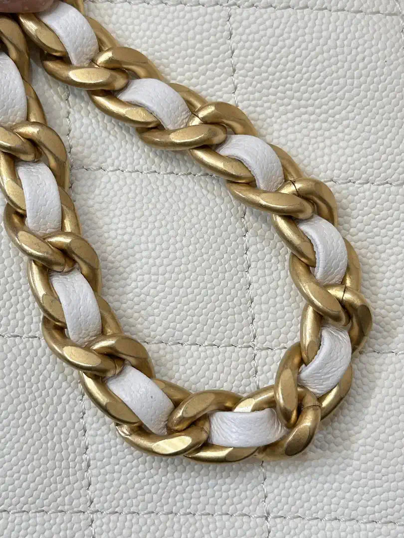 Chanel AS5631 Mini Hobo Calfskin & Gold-Tone Metal White