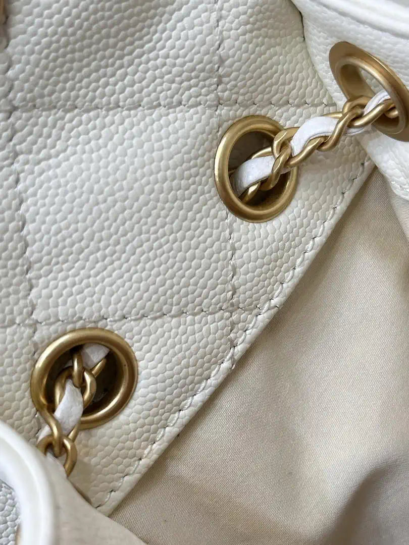 Chanel AS5631 Mini Hobo Calfskin & Gold-Tone Metal White