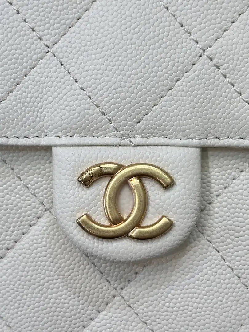 Chanel AS5631 Mini Hobo Calfskin & Gold-Tone Metal White