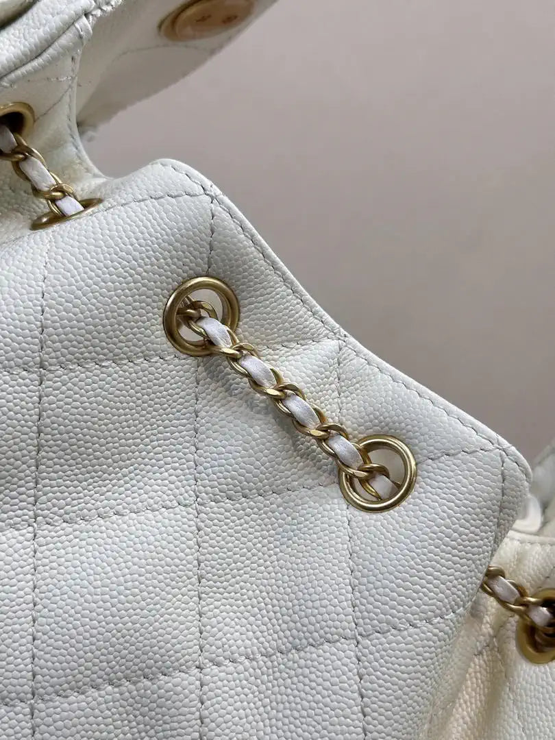 Chanel AS5631 Mini Hobo Calfskin & Gold-Tone Metal White