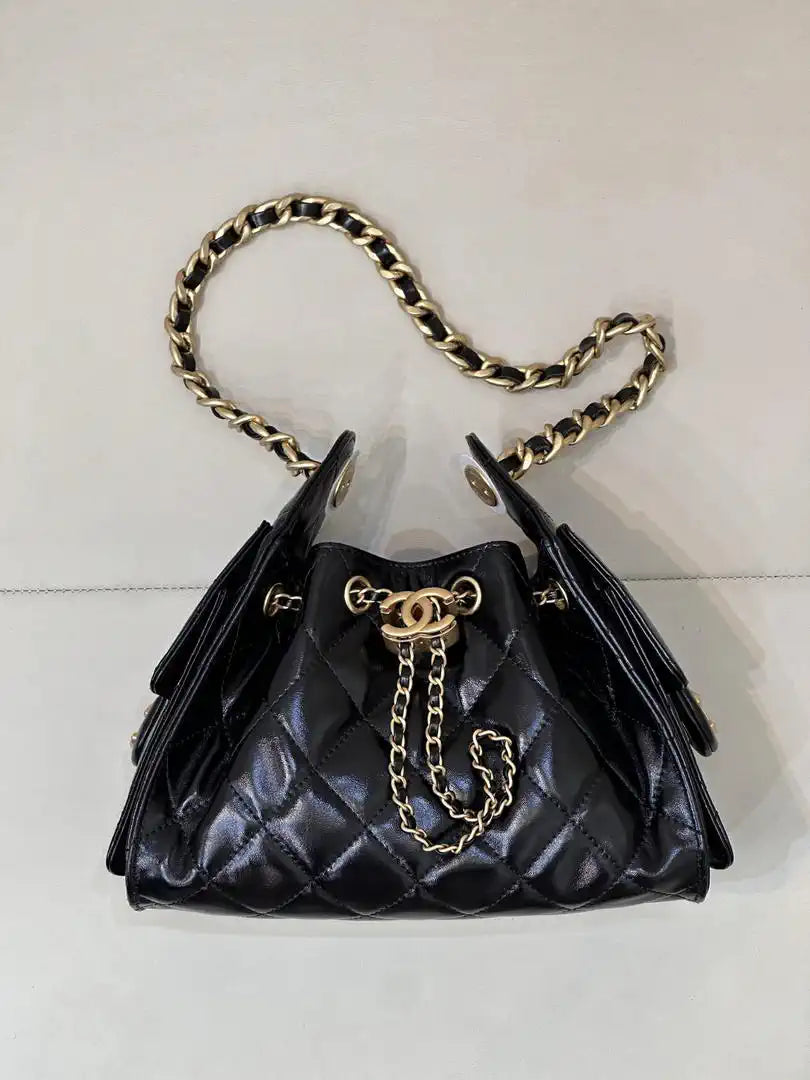 Chanel AS5631 Mini Hobo Lambskin & Gold-Tone Metal Black