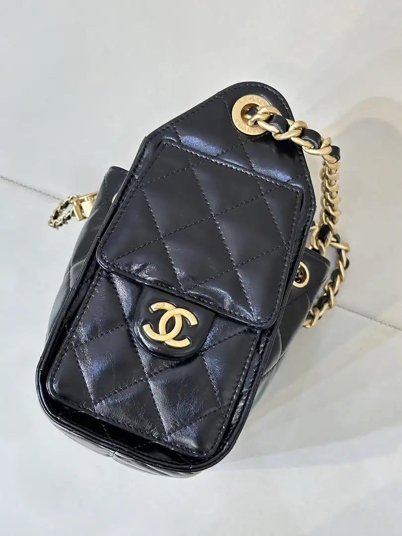 Chanel AS5631 Mini Hobo Lambskin & Gold-Tone Metal Black