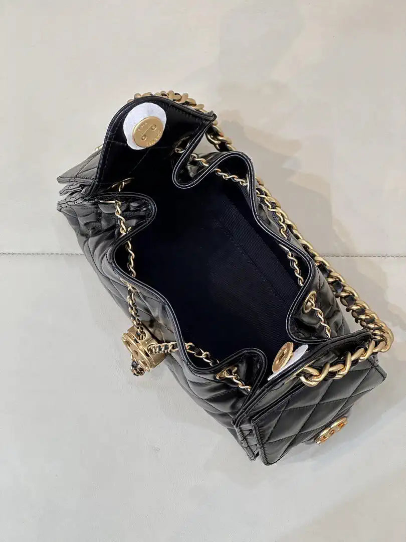 Chanel AS5631 Mini Hobo Lambskin & Gold-Tone Metal Black