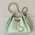 Chanel AS5631 Mini Hobo Calfskin & Gold-Tone Metal Light Green