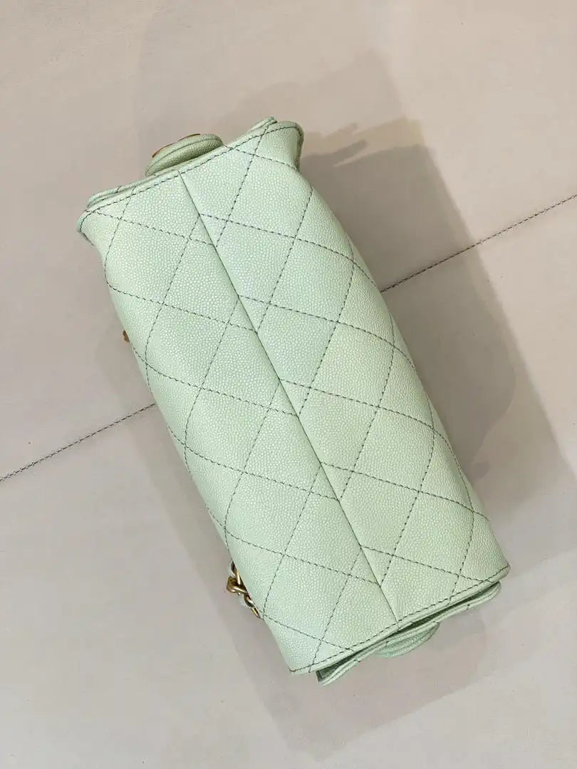 Chanel AS5631 Mini Hobo Calfskin & Gold-Tone Metal Light Green