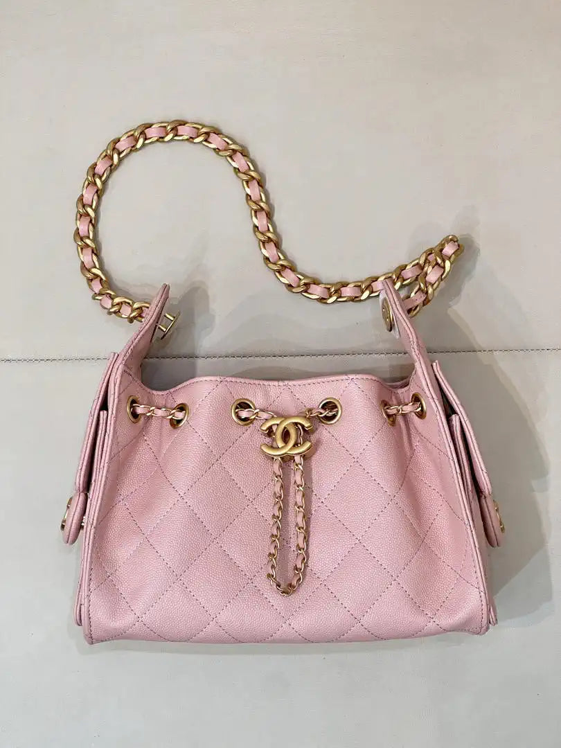 Chanel AS5631 Mini Hobo Calfskin & Gold-Tone Metal Pink