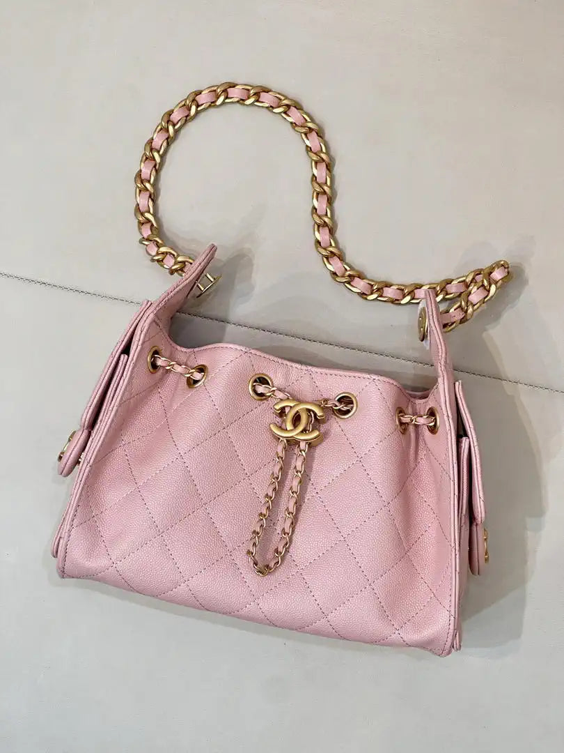 Chanel AS5631 Mini Hobo Calfskin & Gold-Tone Metal Pink