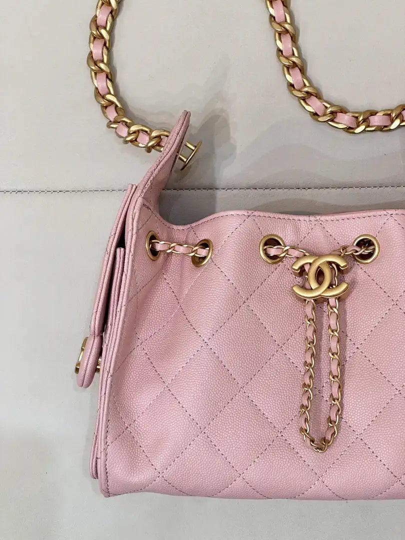 Chanel AS5631 Mini Hobo Calfskin & Gold-Tone Metal Pink