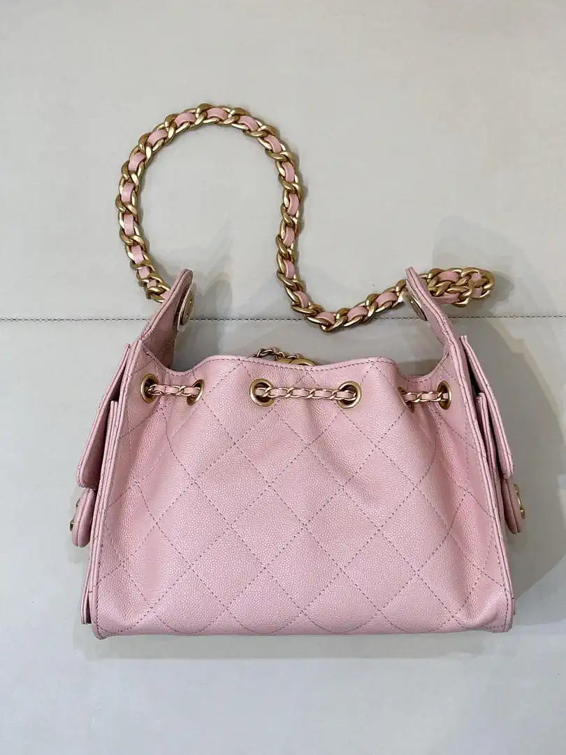 Chanel AS5631 Mini Hobo Calfskin & Gold-Tone Metal Pink