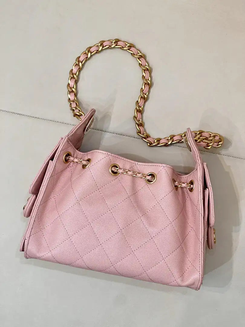 Chanel AS5631 Mini Hobo Calfskin & Gold-Tone Metal Pink