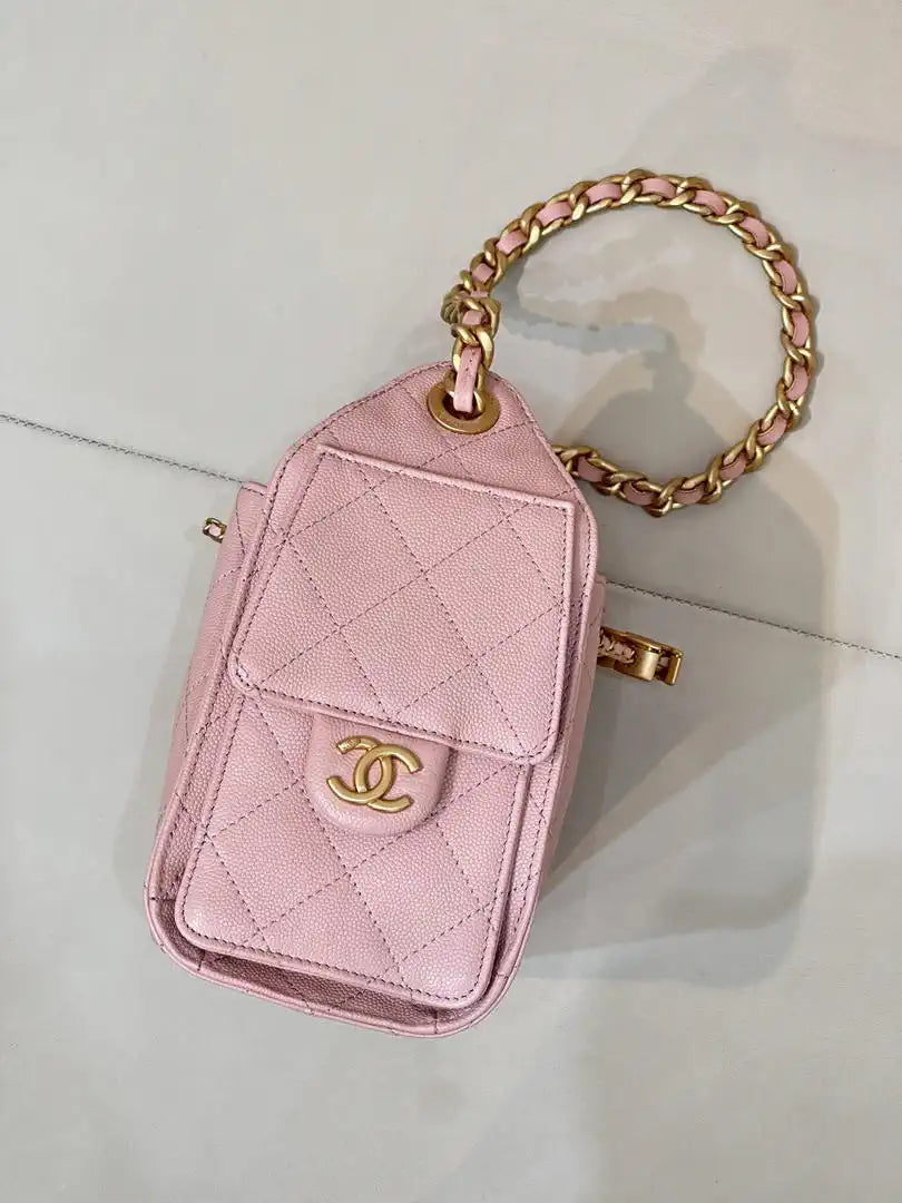 Chanel AS5631 Mini Hobo Calfskin & Gold-Tone Metal Pink