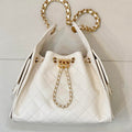 Chanel AS5631 Mini Hobo Calfskin & Gold-Tone Metal Beige White - Default Title - View 1