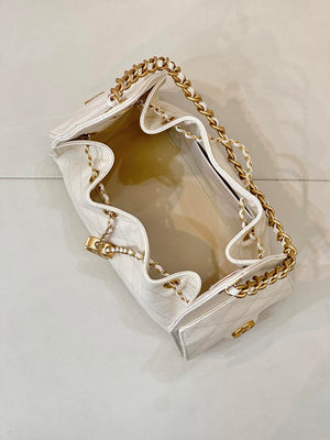 Chanel AS5631 Mini Hobo Calfskin & Gold-Tone Metal Beige White - Default Title - View 8