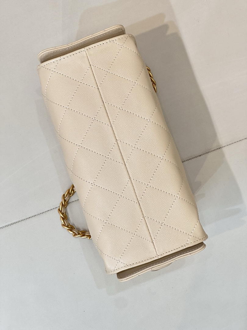 Chanel AS5631 Mini Hobo Calfskin & Gold-Tone Metal Beige