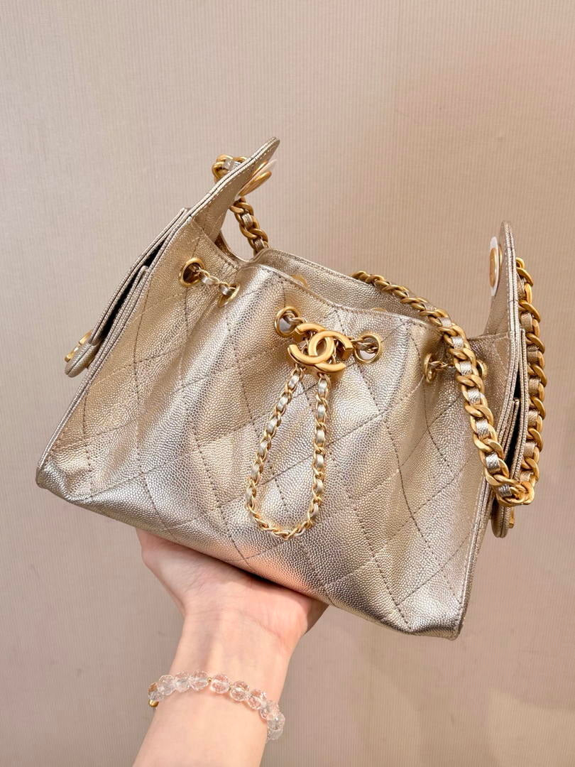Chanel AS5631 Mini Hobo Calfskin & Gold-Tone Metal Copper Gold