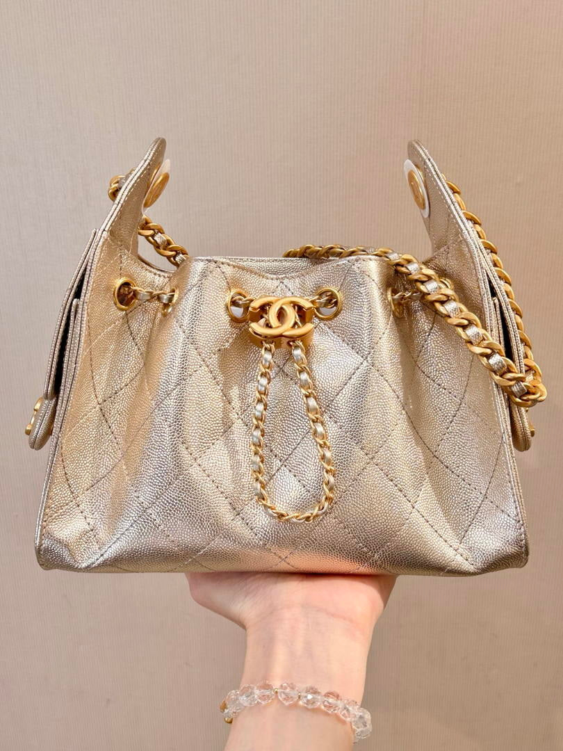 Chanel AS5631 Mini Hobo Calfskin & Gold-Tone Metal Copper Gold