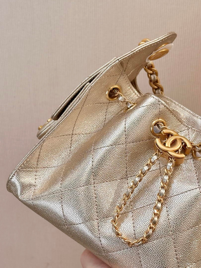 Chanel AS5631 Mini Hobo Calfskin & Gold-Tone Metal Copper Gold