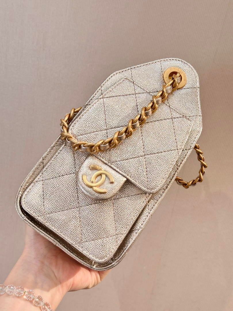 Chanel AS5631 Mini Hobo Calfskin & Gold-Tone Metal Copper Gold