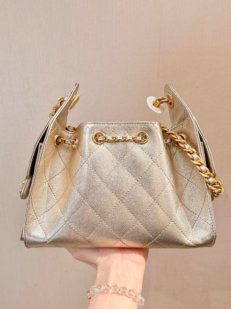 Chanel AS5631 Mini Hobo Calfskin & Gold-Tone Metal Copper Gold