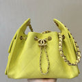 Chanel AS5631 Mini Hobo Calfskin & Gold-Tone Metal Lemon Yellow - Default Title - View 1