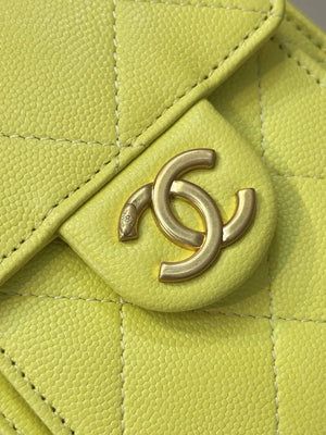 Chanel AS5631 Mini Hobo Calfskin & Gold-Tone Metal Lemon Yellow - Default Title - View 4