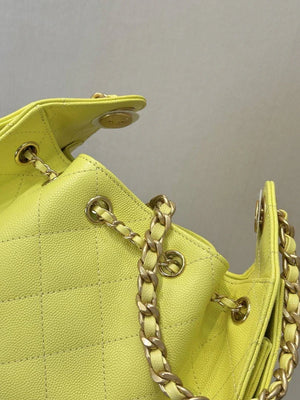 Chanel AS5631 Mini Hobo Calfskin & Gold-Tone Metal Lemon Yellow - Default Title - View 7